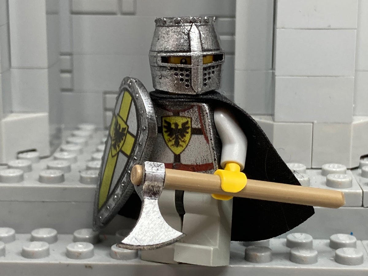 Teutonic Crusader w/Great Helm, Kite Shield + NEW Axe! (Oxidized