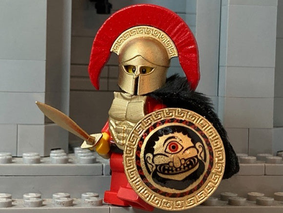 Greek Hoplite Warrior w/New Xiphos & Horsetail Plume Prototypes! (In Metallic Gold)