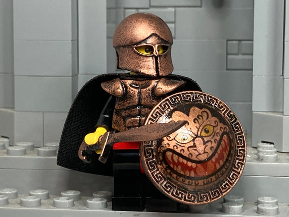 Greek Hoplite Warrior w/Custom Corinthian Helm, Shield & Kopis (in Bronze)