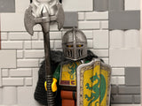 Dragon Lord w/Custom Peasant Bricks Helm, Pavise Shield, & Battle Axe! (in Oxidized Iron)
