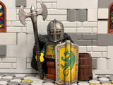 Dragon Lord w/Custom Peasant Bricks Helm, Pavise Shield, & Battle Axe! (in Oxidized Iron)