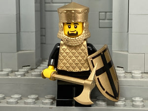 Teutonic Crusader Knight w/Crusader Helm & NEW Gambeson! (In 18K Gold)