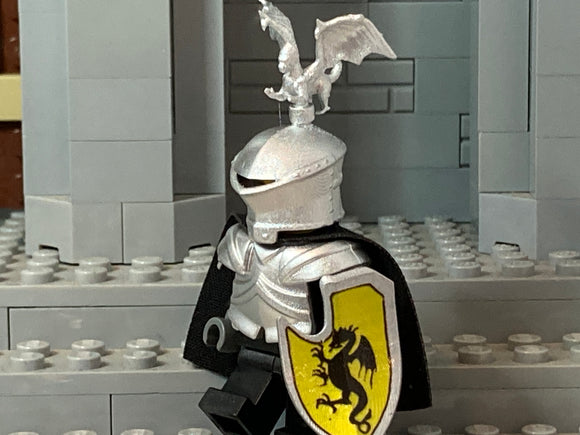 Tournament Knight w/NEW Custom Frogmouth Helm, Dragon Figurine, & Jousting Shield