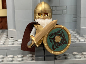 Viking Raider w/Custom Shield & LEGO beard/helmet! (18K Gold)