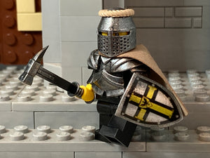 Teutonic Crusader w/ Loong Brick Custom Great Helm & Orle + LBA Shield! (in Oxidized Iron)