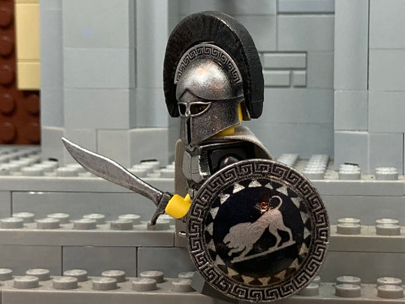 Greek Hoplite w/Custom Cuirass, Kopis, Corinthian Helm & Shield (In Oxidized Iron)