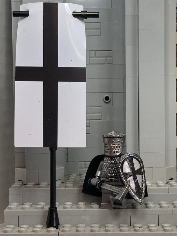 Teutonic Order Knight w/NEW Updated Custom Crusader Helm & Flag (in Oxidized Iron)