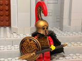 Spartan Hoplite w/NEW J-Crest Corinthian Helm + Horsetail Plume, Shield, & Doru!