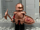 Dragon Knight with Custom Loong Brick Sallet & LBA Shield + Axe! (In Metallic Brass)