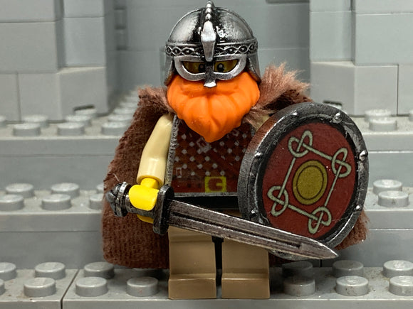 Viking King w/Custom Helm, Shield, Sword, & Fur Coat! (in Oxidized Iron)