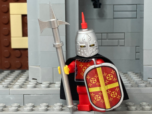 Latin Empire Crusader w/NEW Pavise Shield  + Poleaxe! (in Metallic Silver)