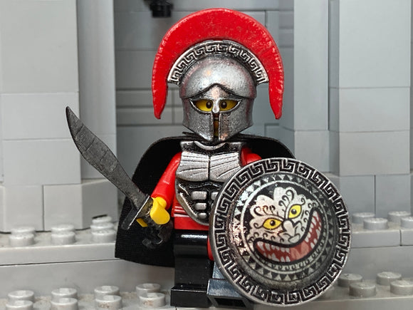 Greek Hoplite w/Custom Horsetail Plume, Cuirass, Kopis, Corinthian Helm & Shield (In Iron)