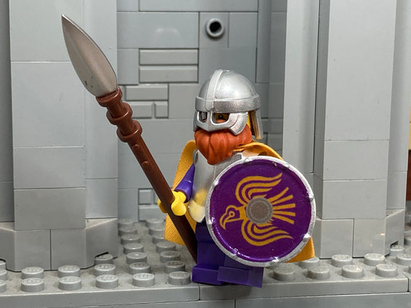 Viking Varangian Guardsman w/ Spear & custom Shield (in Metallic Silver)