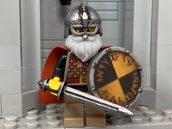 Viking King w/Custom Helmet, Shield, Torso, & Sword! (in Oxidized Iron)