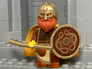 Viking Raider w/Custom Shield & Helmet + LEGO beard! (18K Gold)