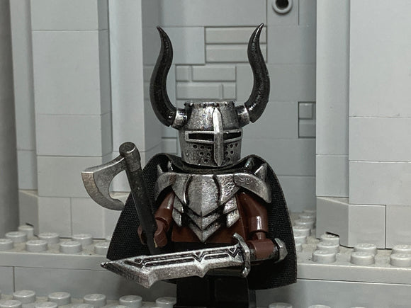 Dark Warlord w/Custom Horns & TWO Weapons! (In Oxidized IRON)