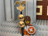 Roman Standard Bearer w/custom v2 Eagle & NEW Round Shield! (In Metallic Gold & Silver))