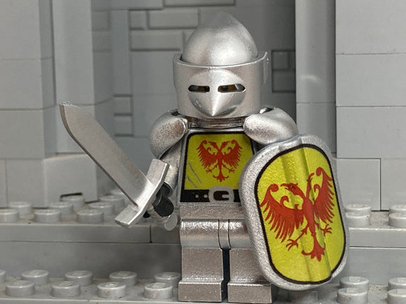 Serbian Knight with NEWLY Designed Torso + Shield! (in Metallic Silver)