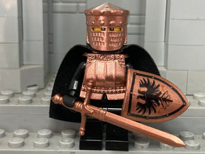 German Knight w/Custom Crusader Helm, LBA Heater Shield, & Armor (in BRASS)