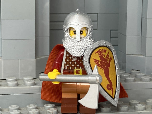 Norman Warrior w/Custom Helm, Axe & Kite Shield! (in Metallic Silver)