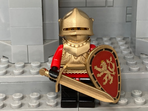 Bohemian Knight w/NEW ForgeBrick Sallet, Bevor, and Milanese Armor (in Metallic Gold)