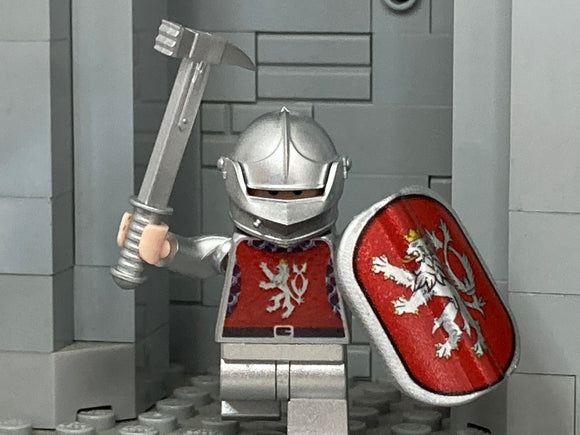 Bohemian Knight w/Poseable Torso! & Forgebrick Armet! (In Metallic Silver)