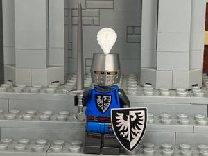 Black Falcon Knight w/Custom Great Helm, Feather Plume & Authentic LEGO Prints! (in Original Silver) (Copy) (Copy)