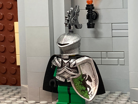 Tournament Knight w/NEW Custom Frogmouth Helm, Dragon Figurine, & Jousting Shield