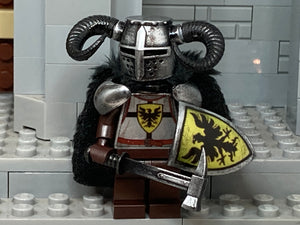 'Winter' Teutonic Knight w/Custom Ram Horns, LBA Shield, Armor & Fur Skins