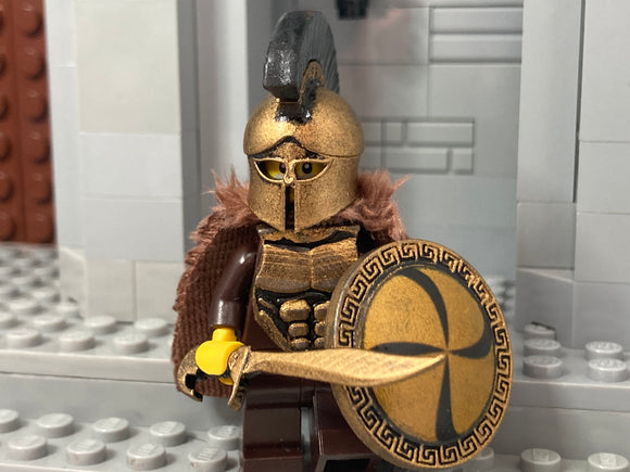 Greek Hoplite Warrior w/Custom NEW Horsetail Plume, Corinthian Helm, Shield & Kopis!