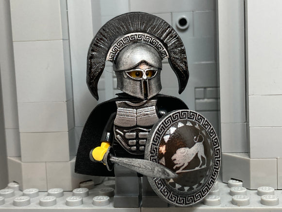 Greek Hoplite w/Custom Horsetail Plume, Cuirass, Kopis, Corinthian Helm & Shield (In Iron)