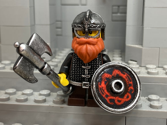 LOTR Dwarf Warrior with Custom Helm & Hauberk (In Oxidized Iron)