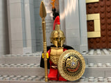 Greek Hoplite Warrior w/Custom Shield, Cuirass, & Javelin (In 18K Metallic Gold)
