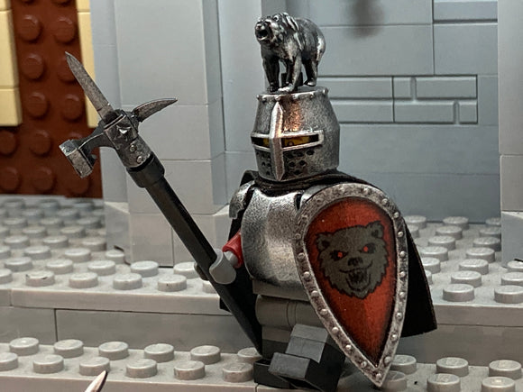 Custom Bear Knight with Parade Helmet and Kite Shield! (in Oxidized Iron)
