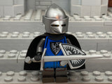 Custom Black Falcon Knight w/Bascinet Helm & Authentic LEGO Prints! (in Original Silver)