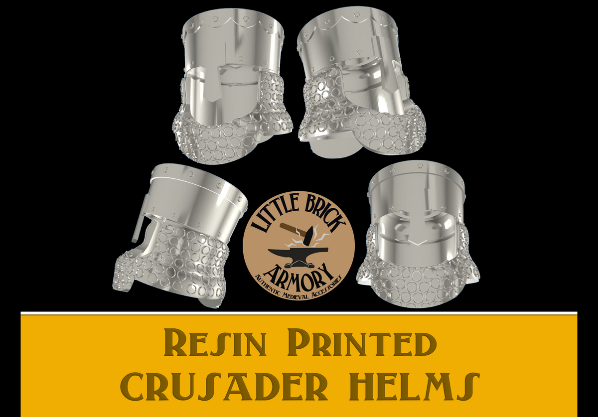 Resin Printed Crusader Helm w/Aventail & Noseguard – Little Brick Armory