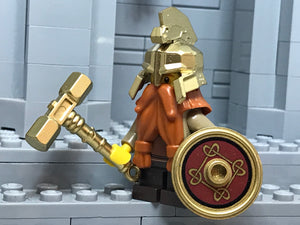 Custom LOTR Dwarf Warrior with Warhammer (In Metallic GOLD)