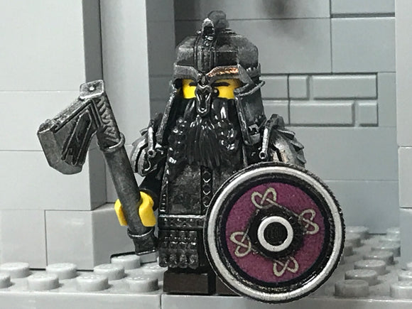 Custom LOTR Dwarf Warrior with Warhammer (In Oxidized Iron)