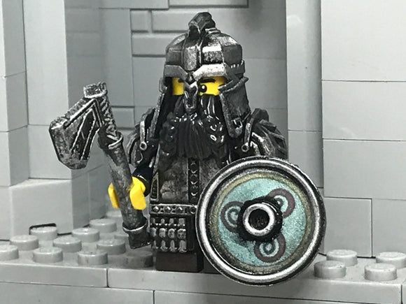 Custom LOTR Dwarf Warrior with Warhammer (In Oxidized Iron)